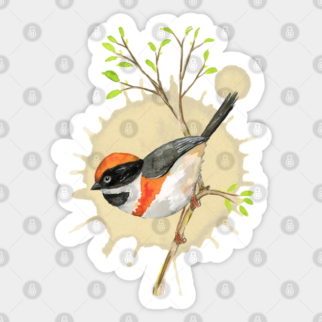 Black-throated bushtit watercolor Sticker by Bwiselizzy